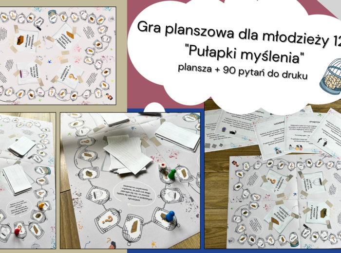 Gra planszowa dla młodzieży 12+ "Pułapki myślenia". Pomoc edukacyjna do druku