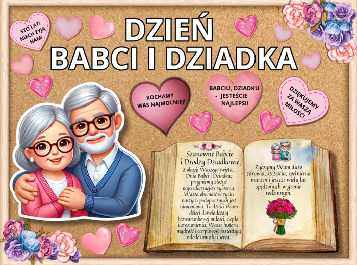 DZIEŃ BABCI I DZIADKA - gazetka, grafika XL, życzenia