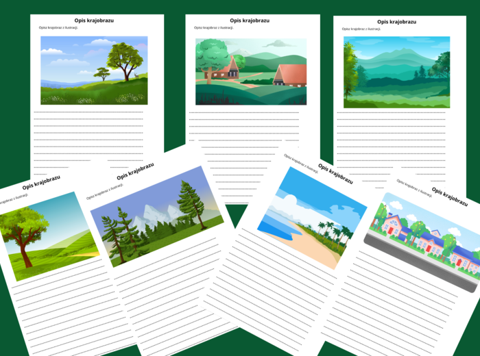 OPIS KRAJOBRAZU - karta pracy - kl. 4-5 - ćwiczenia redakcyjne - wersja kolorowa