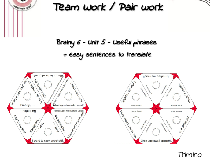 Brainy 6 Unit 5 - Trimino - utrwalenie useful phrases