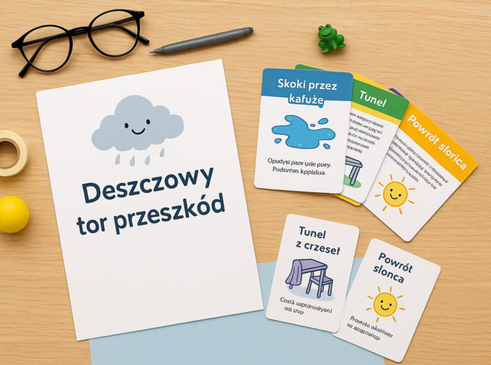 Deszczowy tor przeszkód – karty zadań ruchowych