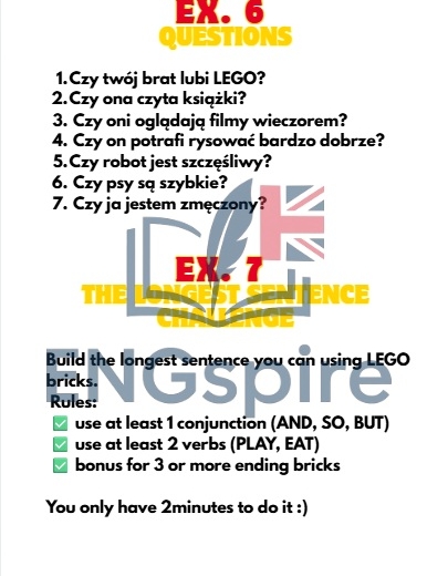 LEGO Grammar Fun – Present Simple, to be i can w formie gry