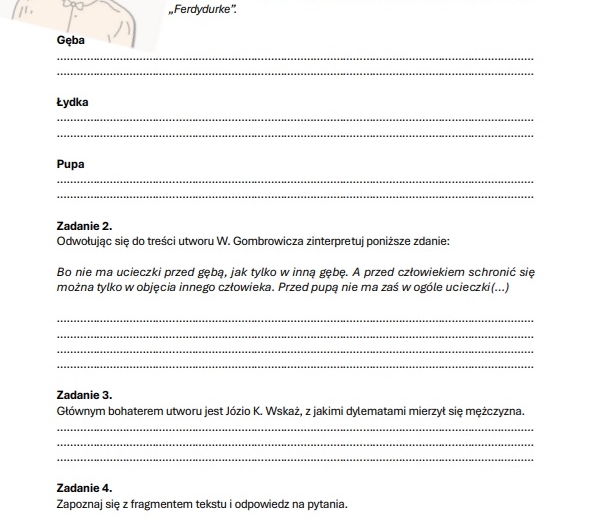 Karta pracy "Ferdydurke"
