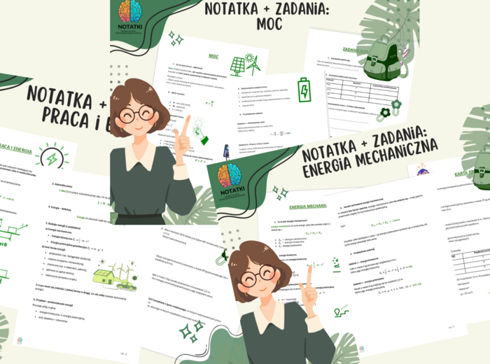 Pakiet edukacyjny: Praca i energia + Moc + Energia mechaniczna
