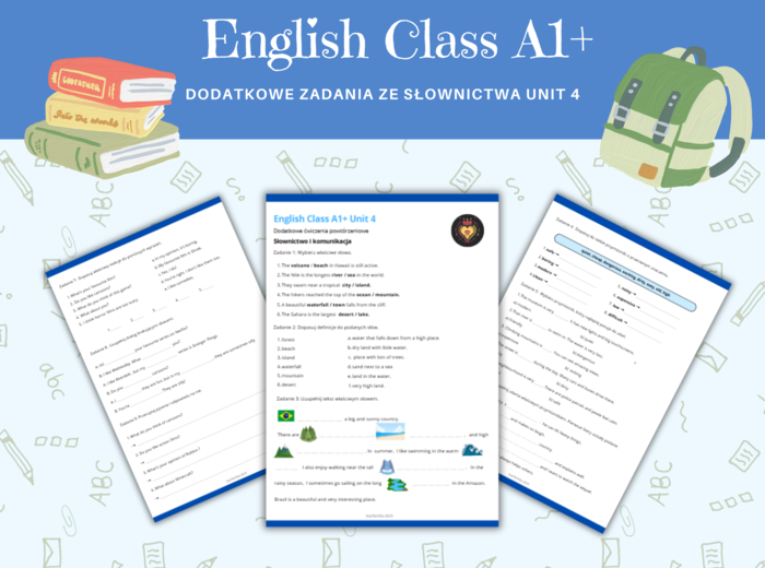 English Class A1+ Unit 4 Klasa 5 Słownictwo i komunikacja Ćwiczenia Dodatkowe materiały zadania Karty Pracy Przyroda i Krajobraz Przymiotniki