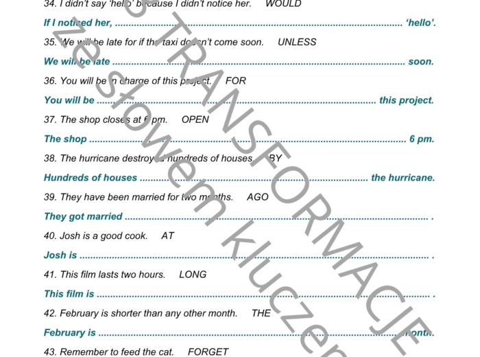 E8 Transformacje zdań ze słowem kluczem