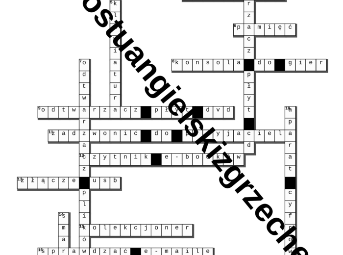 English Class A2+ – Unit 4 – krzyżówki