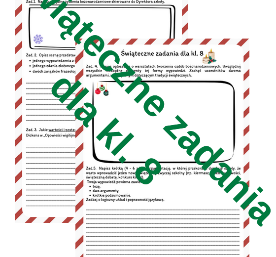 Pakiet kl. 4- 8 świąteczne zadania Boże Narodzenie