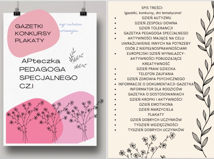 APteczka pedagoga specjalnego cz.I GAZETKI, KONKURSY, PLAKAT