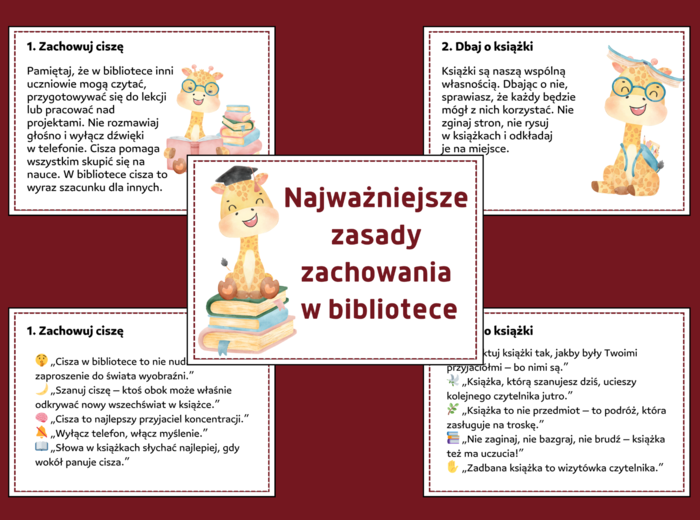📚 Gazetka „Najważniejsze zasady zachowania w bibliotece” – 14 stron