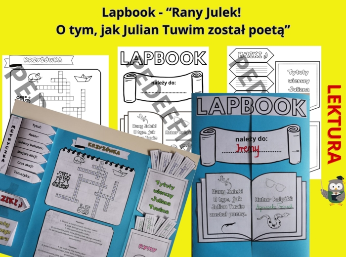 Lapbook - "Rany Julek! O tym, jak Julian Tuwim został poetą" + test sprawdzający wiedzę z lektury