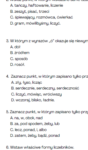 Egzamin ósmoklasisty - argumentacja 3, kartkówka, gramatyka, ortografia
