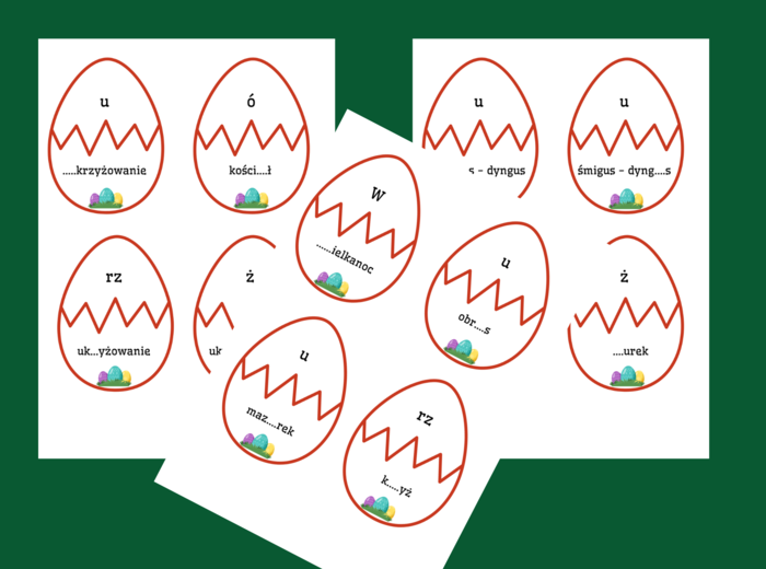 WIELKANOCNA ORTOGRAFIA – układanka – Wielkanoc – ćwiczenia ortograficzne - 6 str.