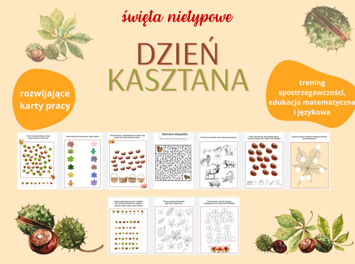 Dzień Kasztana - karty pracy na święta nietypowe