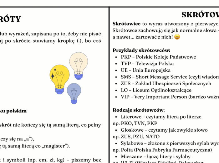 Skróty i skrótowce - atrakcyjna notatka