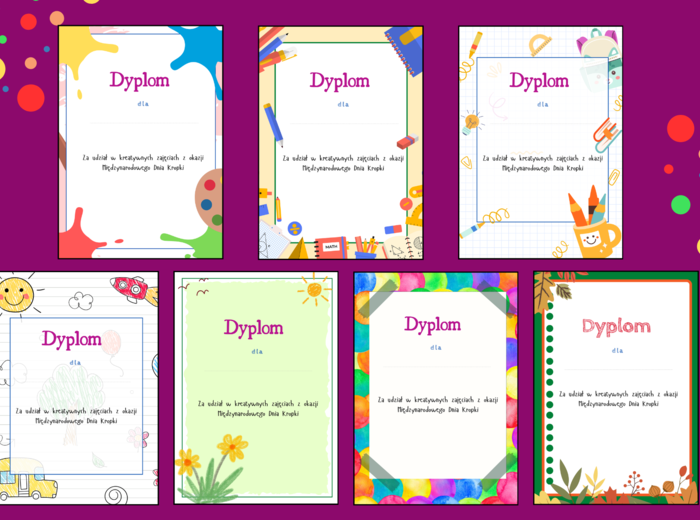 DZIEŃ KROPKI – dyplomy – 13 wersji