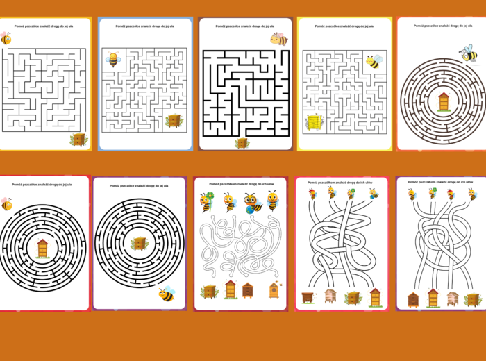 DZIEŃ PSZCZÓŁ – labirynty – 10 wersji - Dzień Pszczoły