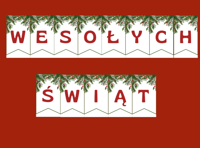 WESOŁYCH ŚWIĄT - Boże Narodzenie – GIRLANDA – biblioteka – świetlica – przedszkole – gazetka – wersja 1