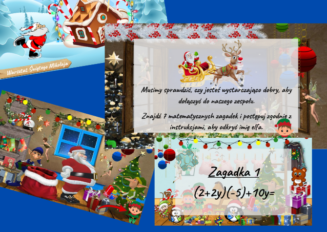 Boże Narodzenie - Escape Room - Wyrażenia Algebraiczne i Równania. Dołącz do Drużyny Elfów.