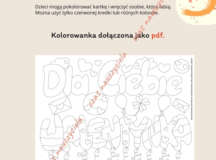 Walentynki - zagadki z bajek, gra ruchowa, kolorowanka