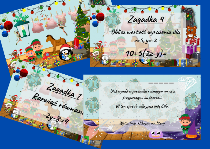 Boże Narodzenie - Escape Room - Wyrażenia Algebraiczne i Równania. Dołącz do Drużyny Elfów.