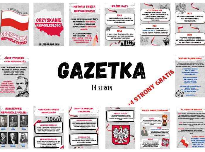 Święto Niepodległości/ Odzyskanie Niepodległości 11 listopada- GAZETKA
