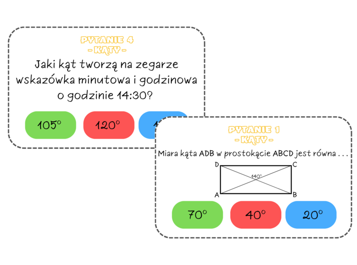 Gra o milion. Powtórzenie wiadomości - figury na płaszczyźnie. Geometria.  Klasa 7.