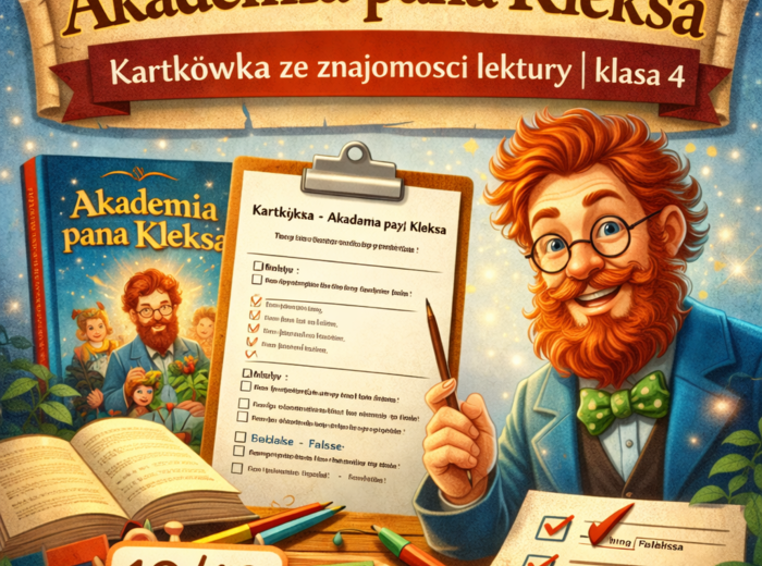 📚 „Akademia pana Kleksa” – kartkówka ze znajomości lektury (klasa 4) | gotowy test do druku