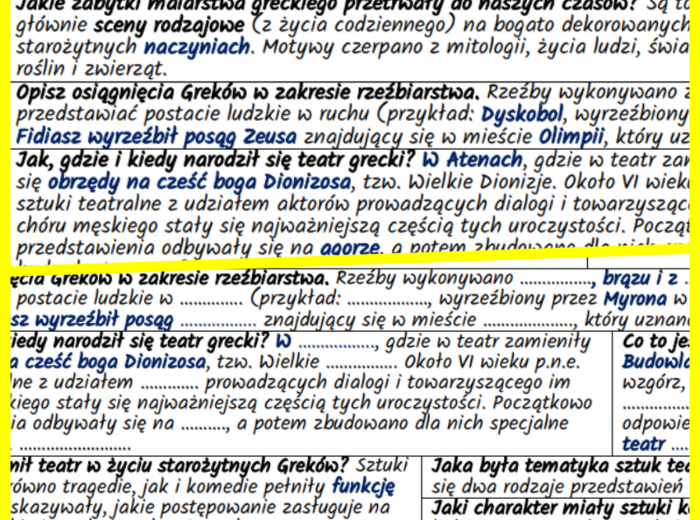 Starożytna Grecja – miejsce narodzin kultury i sztuki europejskiej: notatki i karta pracy