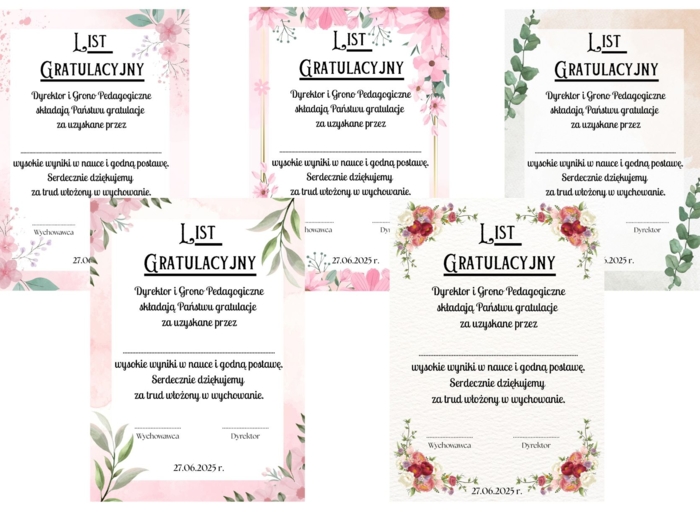 Listy gratulacyjne dla rodziców