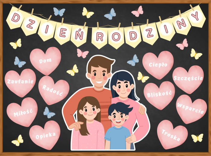 DZIEŃ RODZINY - zestaw materiałów - DEKORACJA XL oraz SKECZ - RODZINA TO DRUŻYNA