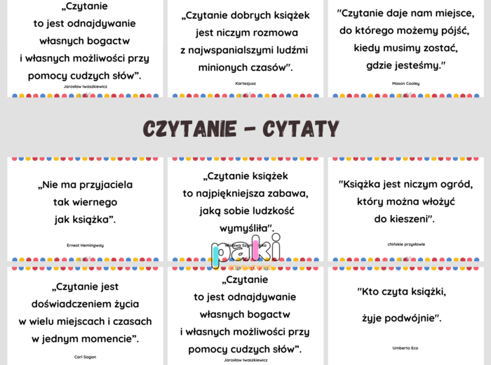 Czytanie, czytelnictwo, Światowy Dzień Książki - CYTATY - gazetka
