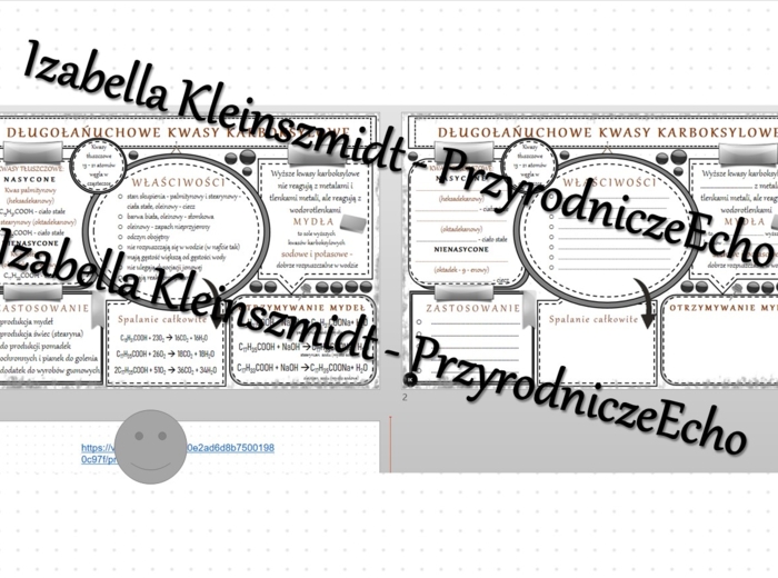 Minizestaw na temat „Długołańcuchowe kwasy karboksylowe” – sketchnotka + karta pracy w power point + gratisowy link do prezentacji multimedialnej niekomercyjnej wykonanej w genial.ly do indywidualnego pobrania i użycia do celów niekomercyjnych. Chemia 8,