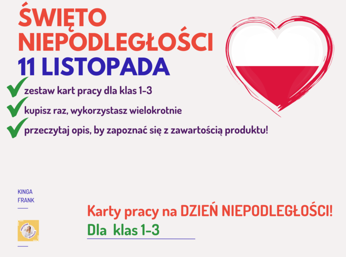 📚 AŻ 3 KARTY PRACY idealne dla klas 1-3 w temacie obchodów święta NIEPODLEGŁOŚCI! #11listopada