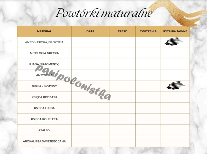 Powtórki maturalne - checklista