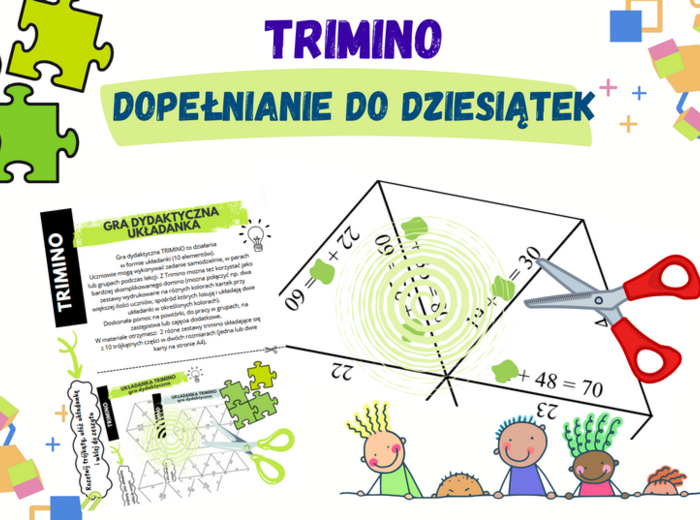 Dopełnianie do dziesiątek – układanka trimino