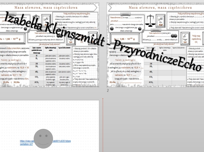 Minizestaw na temat „Masa atomowa, masa cząsteczkowa” – sketchnotka + karta pracy w power point + gratisowy link do prezentacji multimedialnej niekomercyjnej wykonanej w genial.ly do indywidualnego pobrania i użycia do celów niekomercyjnych. Chemia 7, „Ś