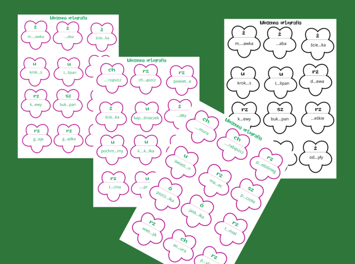 WIOSENNA ORTOGRAFIA – układanka – wiosna – ćwiczenia ortograficzne