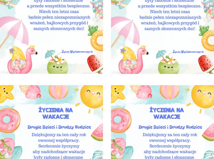 Życzenia wakacyjne