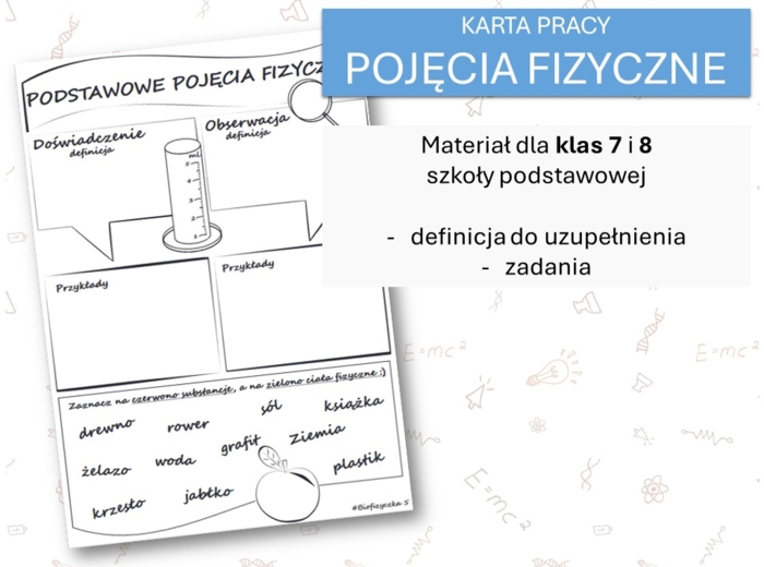 Fizyka 7 i 8. Karta pracy. PODSTAWOWE POJĘCIA FIZYCZNE. Pierwsze spotkanie z fizyką.
