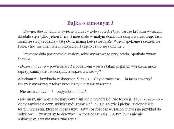 Spójnik - gramatyczna bajka, ćwiczenia, czytanie ze zrozumieniem