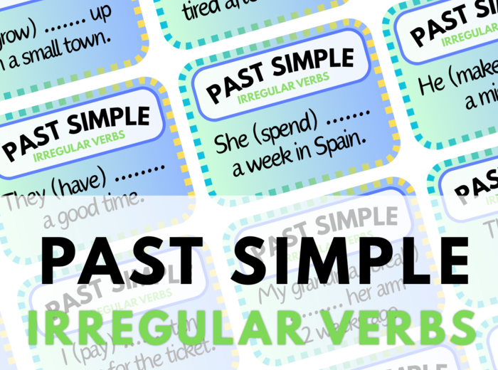 Past Simple - zestaw - 96 Speaking Cards - Irregular Verbs - czasowniki nieregularne - czas przeszły - mówienie - gra - egzamin ósmoklasisty - E8 - matura