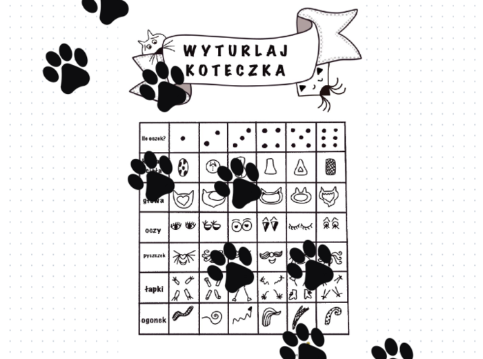 Rysunkowa zabawa z kostką - ,,WYTURLAJ KOTECZKA"