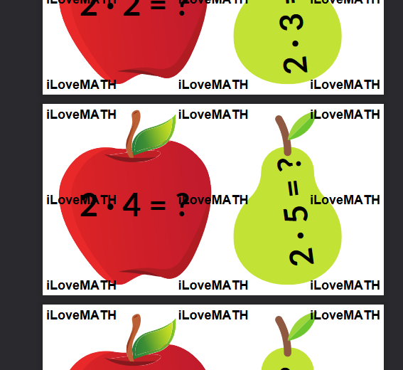Tabliczka mnożenia - jabłka i gruszki