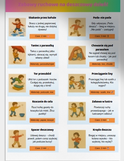 W deszczowy dzień wesoło się bawimy