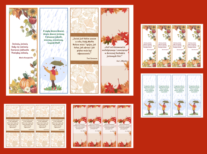 JESIENNE zakładki do książek – zakładka – jesień - wersja 2