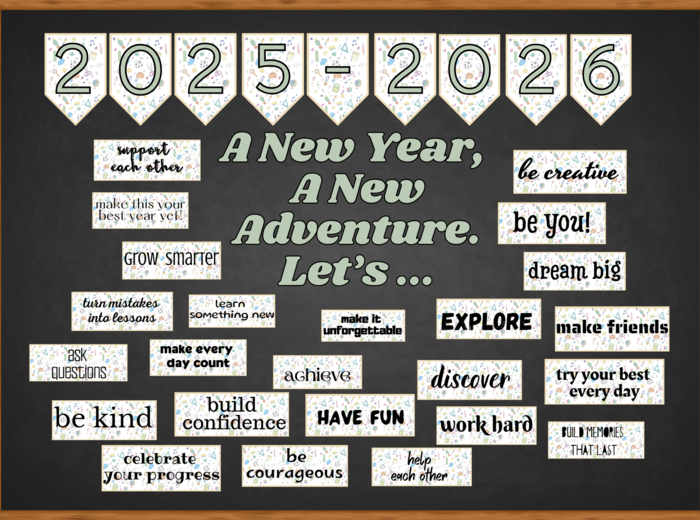 Motywacyjna gazetka szkolna po angielsku wersja kolorowa oraz czarno biała, Rozpoczęcie roku szkolnego- szablon canva.