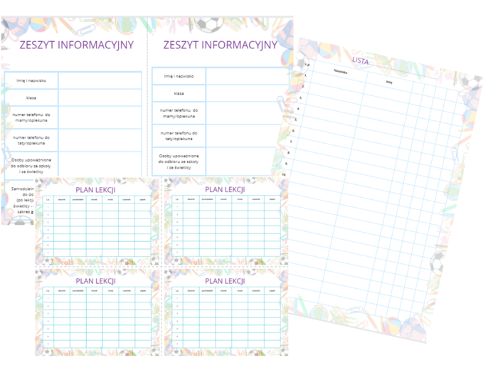 Wracamy do szkoły! - Zestaw dla nauczyciela i dla ucznia - tablica, dzienniczek, dokumenty