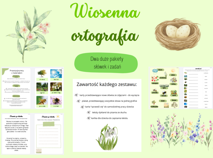 Wiosenna ortografia - pełne pakiety materiałów