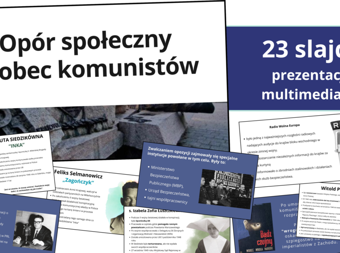 Opór społeczny wobec komunistów/ prezentacja multimedialna-23 slajdy